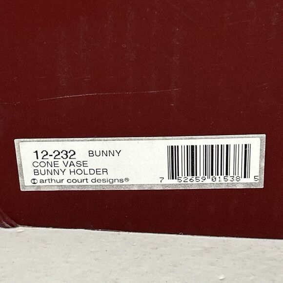 Vtg ARTHUR COURT Cone Glass Vase Aluminum Metal Bunny Rabbit Base Easter 12-232 - Picture 12 of 13